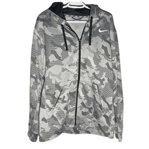 Nike Therma-FIT Mens Large Grey Digital Camo Full Zip Hoodie Jacket 544155-065